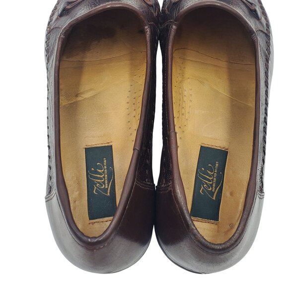 Italy Zelli Men\'s size 11 Brown Ostrich Exotic Leather Tassel Loafer Dress shoes